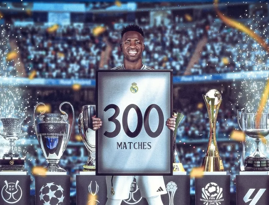 Cán mốc 300 trận, Vinicius chỉ kém Raul và Casillas